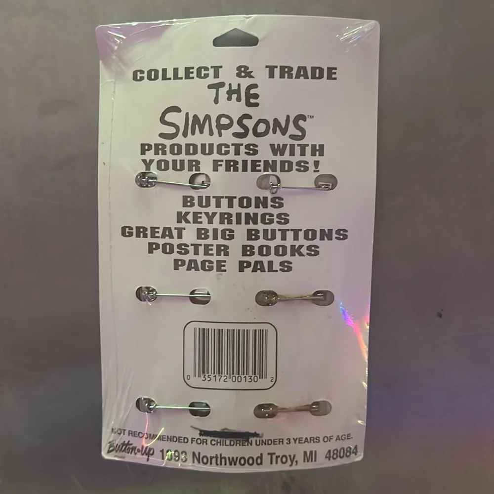 NIB VTG “The Simpsons” 6 Button 1990 Collectible Bart Homer Family Bartman - Picture 4 of 5